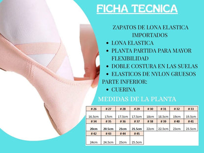 ZAPATOS DE BALLET , LONA ELASTICA DANZA